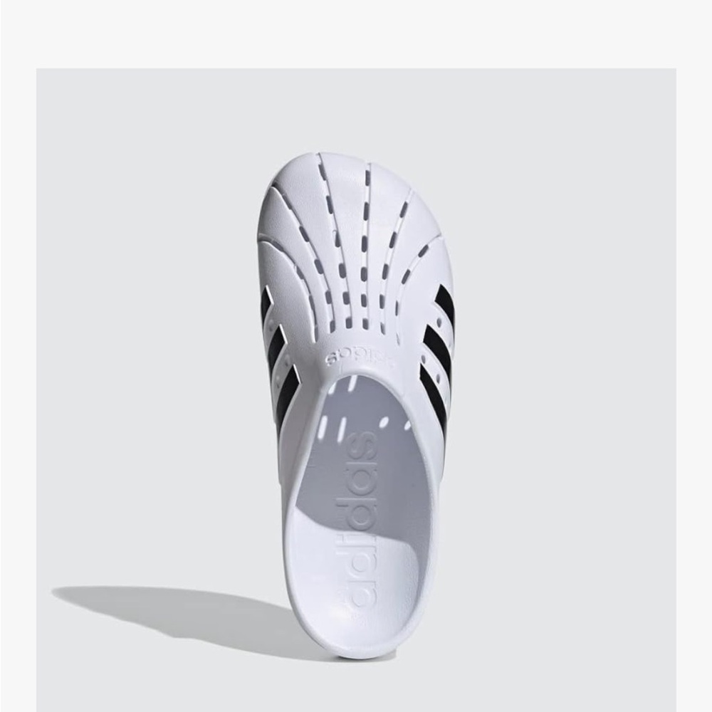 Adidas ADILETTE White Black Clogs Slides Sandals Shoes Size 7 Men 8 Women EUC - Picture 6 of 15